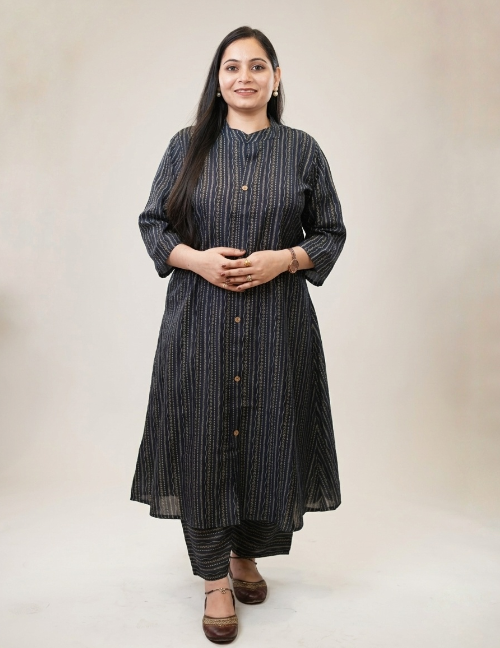 Chocolate Brown Printed Suit Set with Dupatta