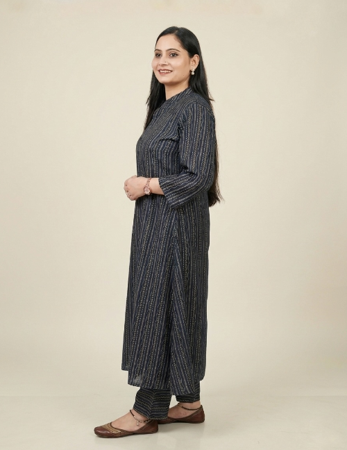 Chocolate Brown Printed Suit Set with Dupatta