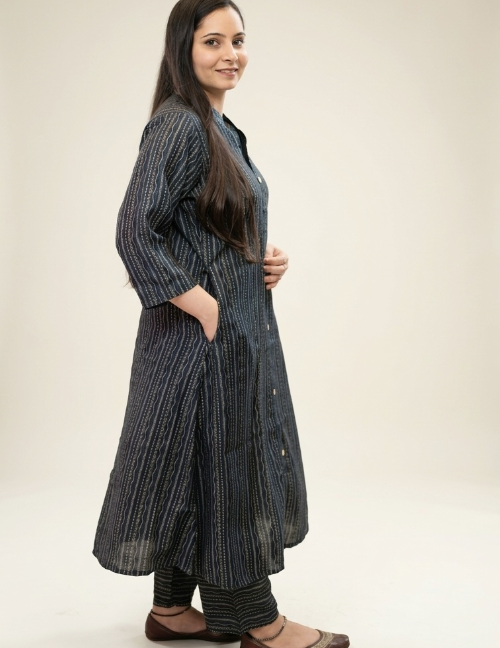 Chocolate Brown Printed Suit Set with Dupatta