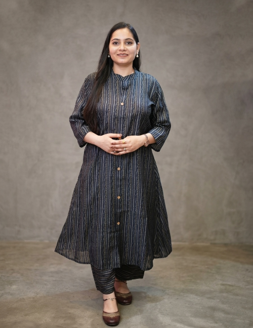 Chocolate Brown Printed Suit Set with Dupatta